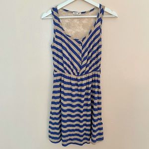 Edge Cream Lace Striped Dress Size Small